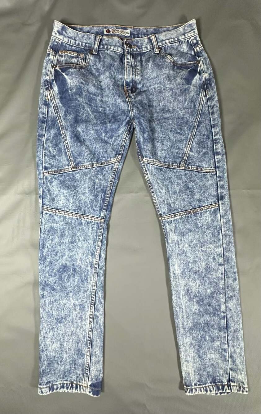 Kaalu Men's Acid Wash Denim Jeans, Size 38x32,